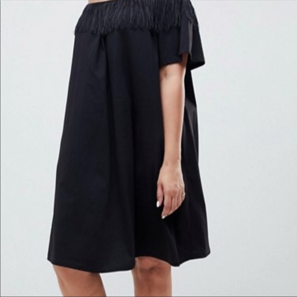 ASOS curve off the shoulder dress with fringe